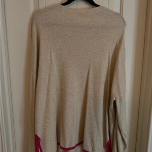 Crown and Ivy Beige Sweater with Pink Trim